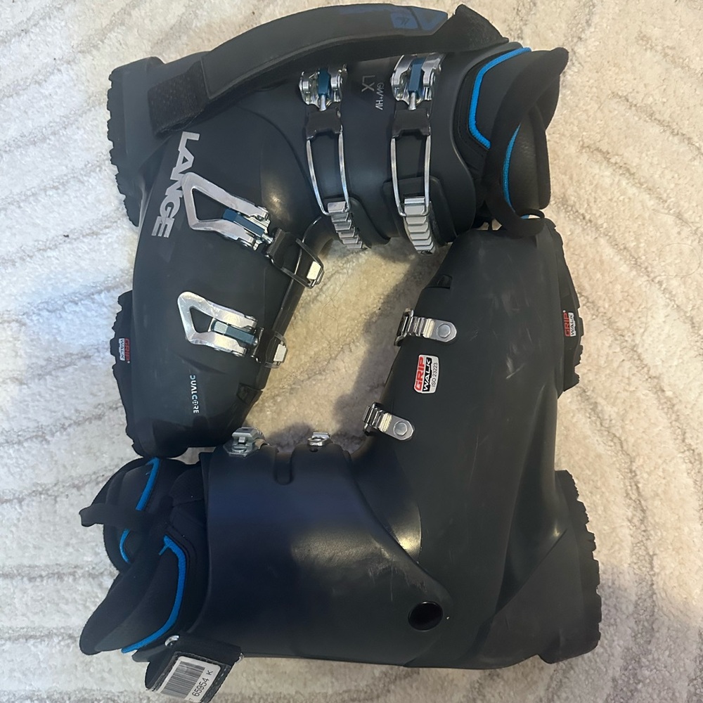 Lange Black Ski Boots with Blue Liner Trim
